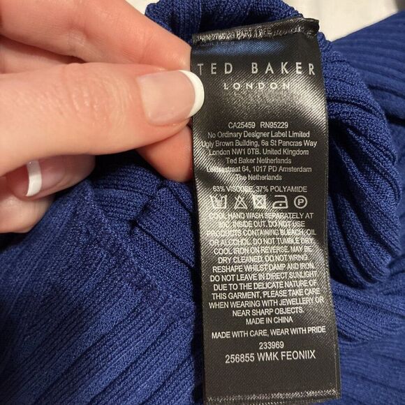 ted baker ribbed feoniix knit tank top solid Dark Blue Halter Small - Picture 7 of 8